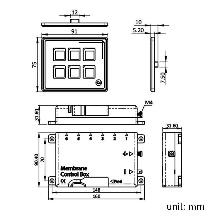 SP5106 RV Yacht Modified 5mm Film Touch 6-Bit Panel Switch