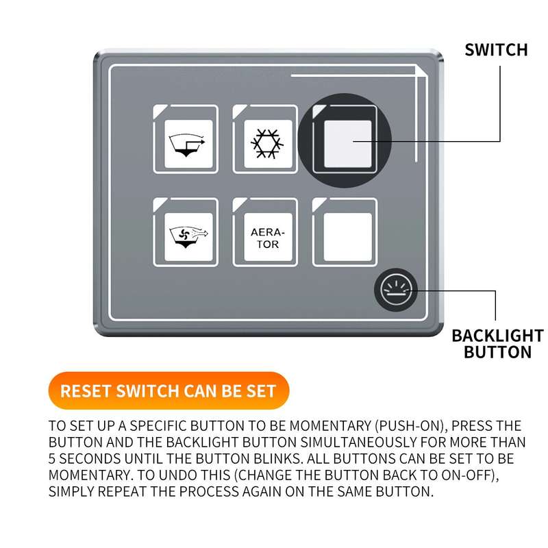 SP5106 RV Yacht Modified 5mm Film Touch 6-Bit Panel Switch