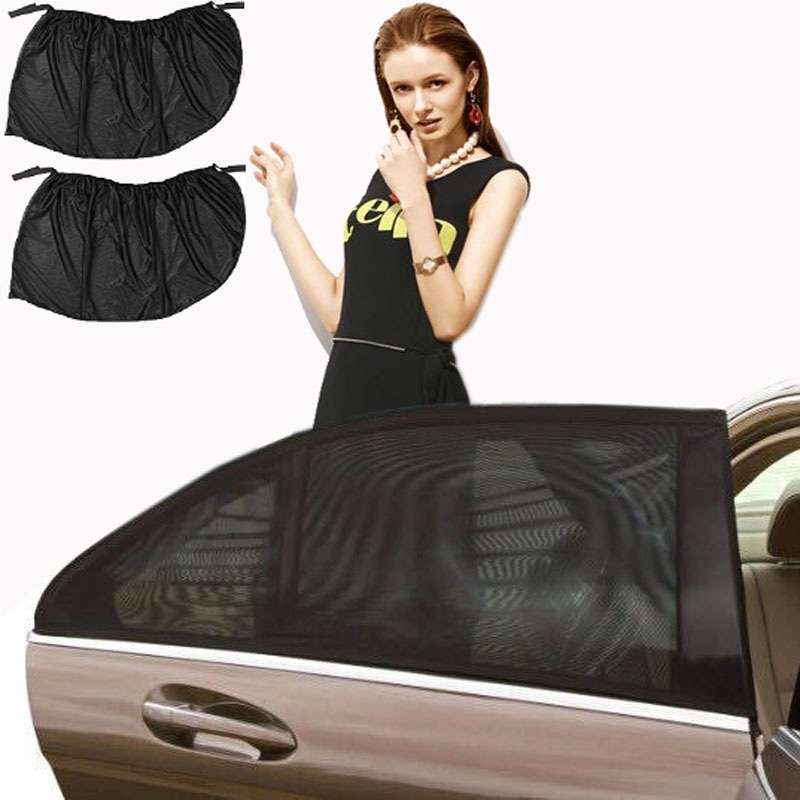 1 Pair Mesh Linen Car Adhesive Curtain Sunshade(Rear Window)