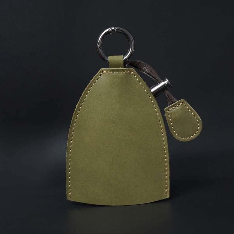 18Y-009 Vintage Handmade Leather Car Pull-Out Key Case(Oil Wax Skin Olive Green)