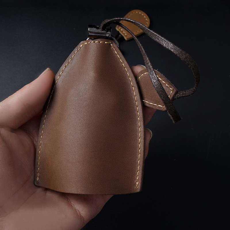 18Y-009 Vintage Handmade Leather Car Pull-Out Key Case(Oil Wax Skin Blue)