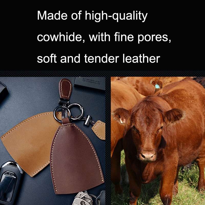 18Y-009 Vintage Handmade Leather Car Pull-Out Key Case(Oil Wax Skin Blue)