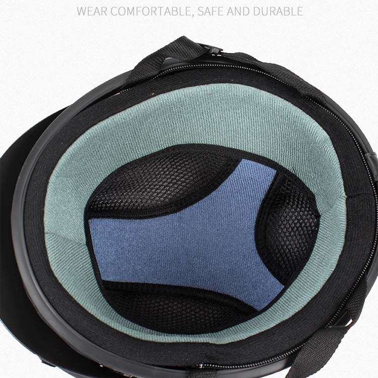 BSDDP A0318 PU Helmet With Goggles, Size: One Size(Black Blue)