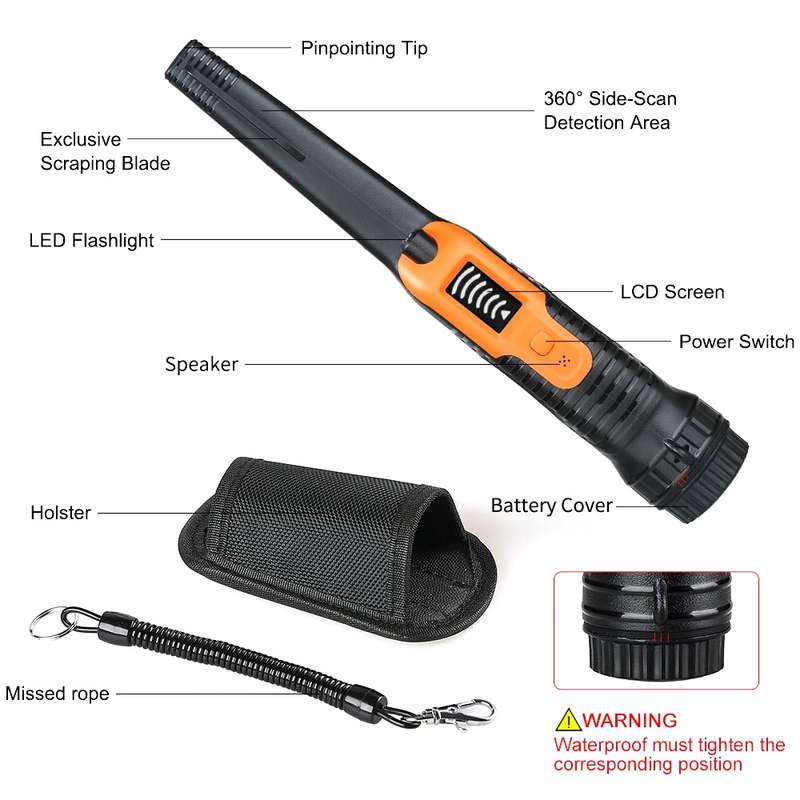 HS-12 Outdoor Handheld Treasure Hunt Metal Detector Positioning Rod(Black Orange)
