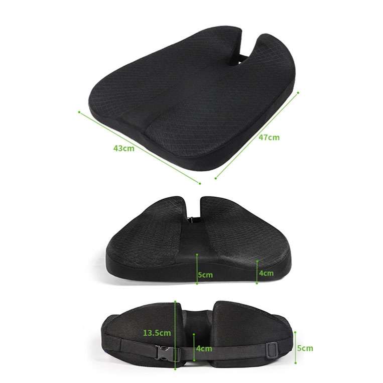 QFC060 V-shaped Car Memory Foam Non-slip Seat Cushion(Black)