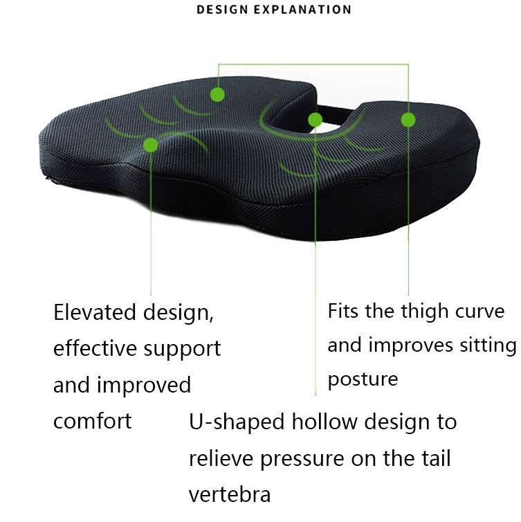 QFC-023 U-shaped Slow Rebound Memory Foam Car Seat Cushion(Black)