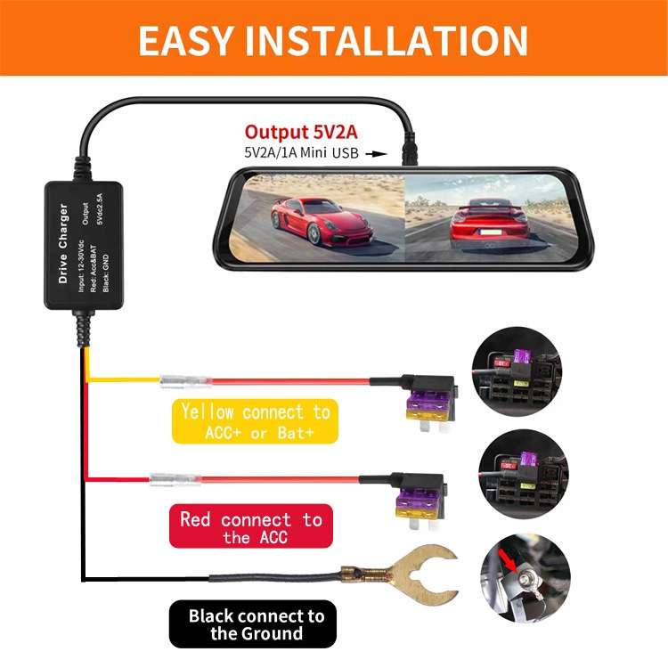 B2168 GPS Tracker 12V/24V to 5V Power Cable, Model: Electric Appliance Style MINI Straight + Ad