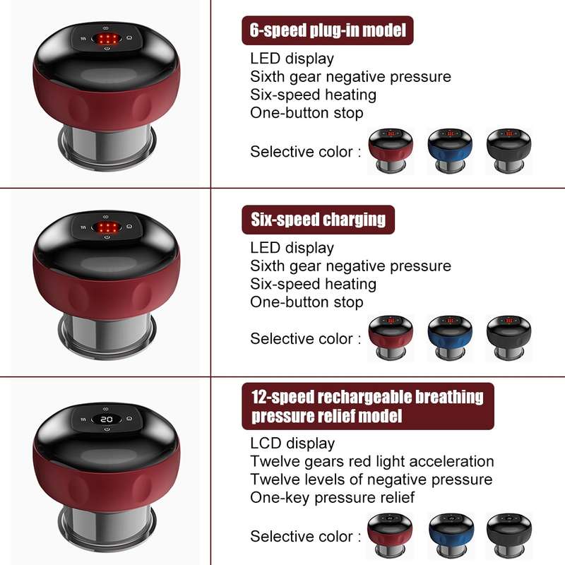 6-speed Charging Electric Cupping Massage Device(Black)