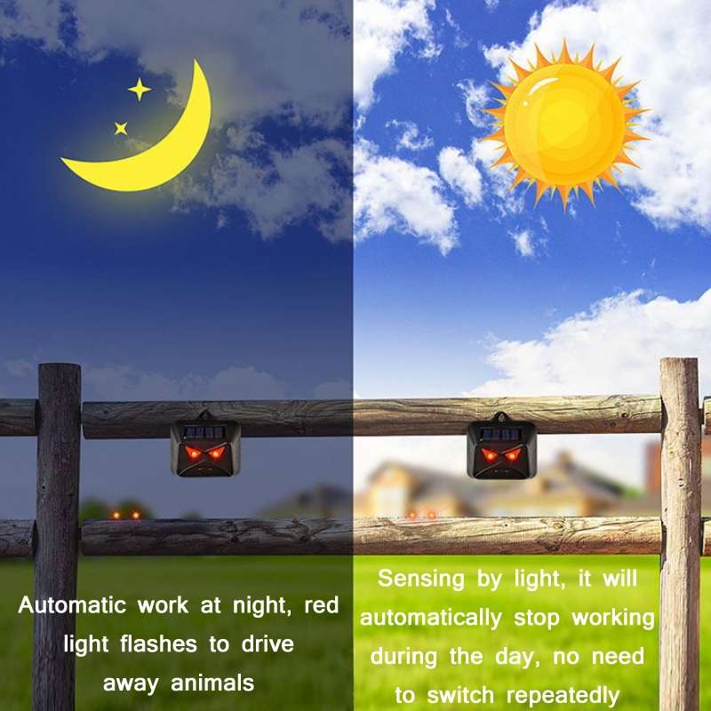 209A Solar High Frequency Flash Nocturnal Animal Repeller(Black Owl)