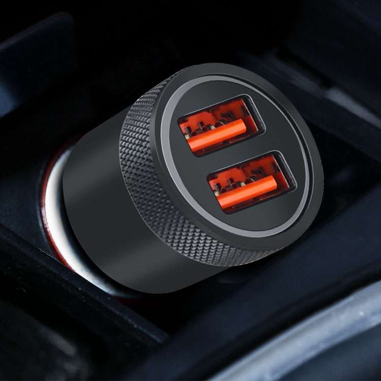 Aluminum Alloy Cigarette Lighter Applicable Car Charger, Model: Gray QCPD