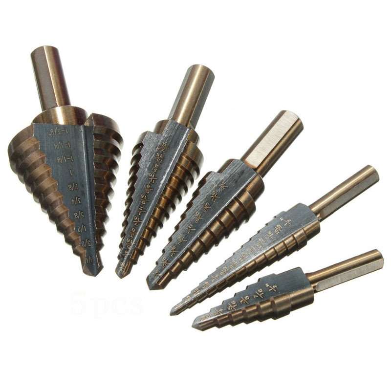 Pagoda Drill Bit High Speed Steel Opener Triangle Handle Stairs Drill Bit(5 In 1 Boxed)