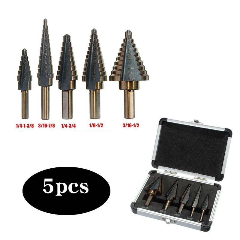 Pagoda Drill Bit High Speed Steel Opener Triangle Handle Stairs Drill Bit(5 In 1 Boxed)