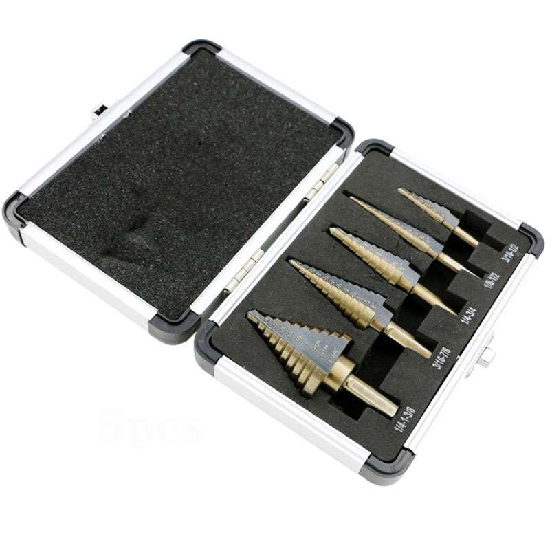 Pagoda Drill Bit High Speed Steel Opener Triangle Handle Stairs Drill Bit(5 In 1 Boxed)