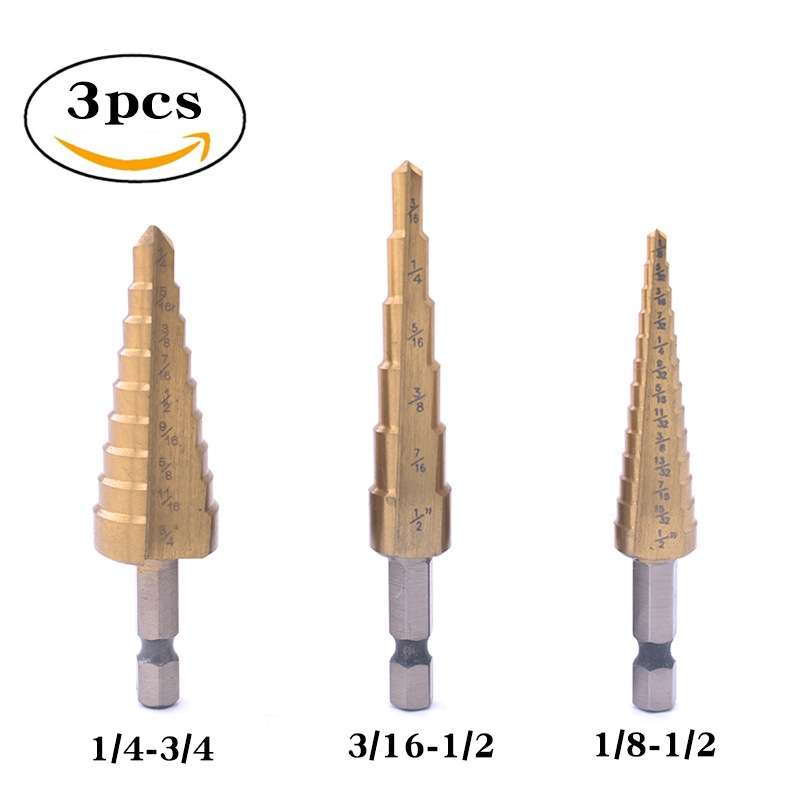 3 In 1 Hexagonal Shank Step Drill High Speed Steel Rear Hole Opening Tool(Plastic Bag Packaging)