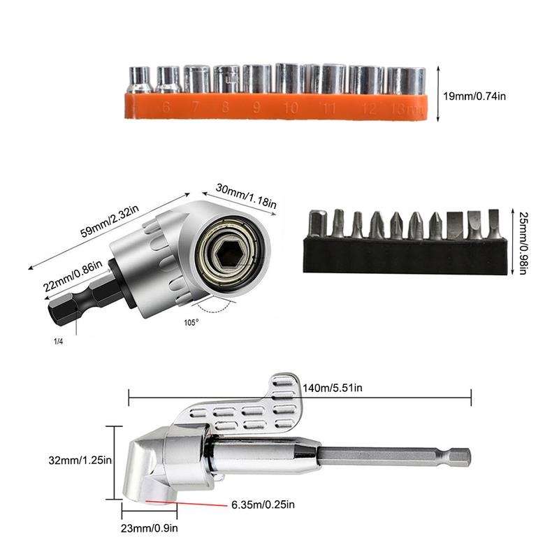 22 PCS / Set Screwdriver Corner Universal Soft Shaft Hex Handle Batch Combination Tool(Silver)