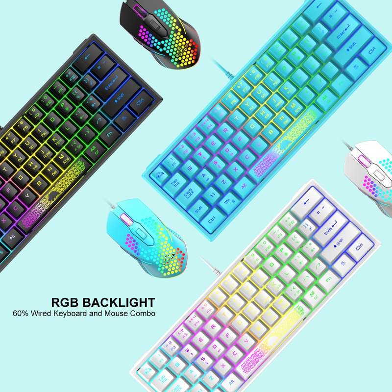 ZIYOU LANG K61 62 Keys RGB Lighting Mini Gaming Wired Keyboard, Cable Length:1.5m(Black)