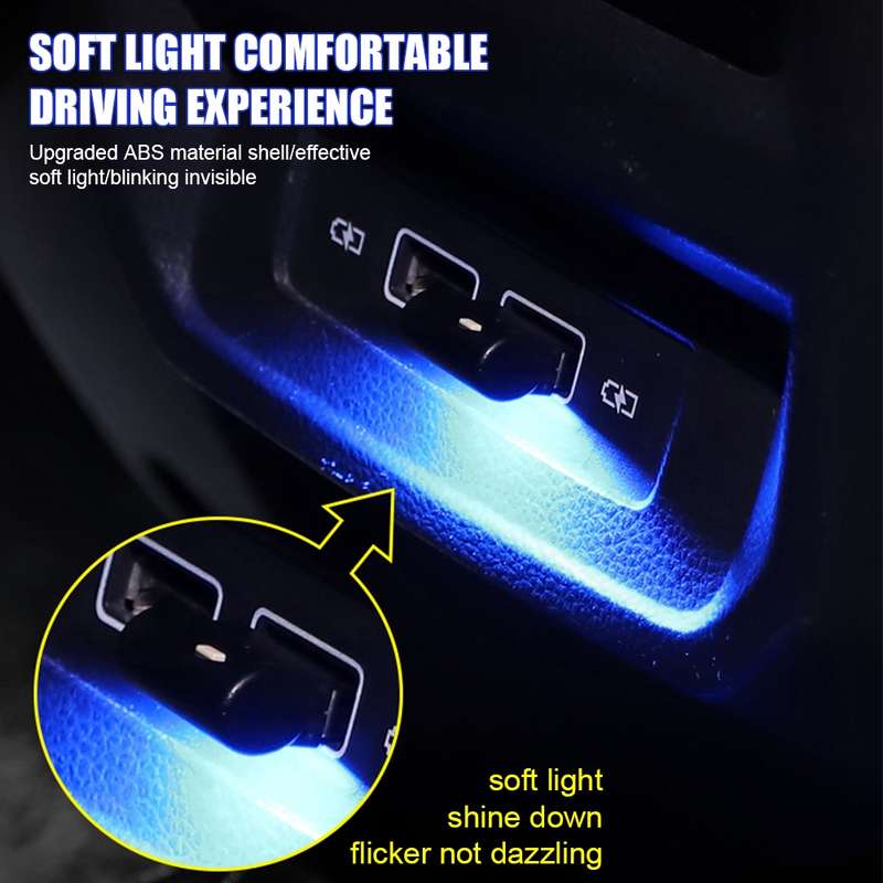2 PCS Car USB Atmosphere Light LED Decorated Lighting Light(USB Colorful Adjustable)