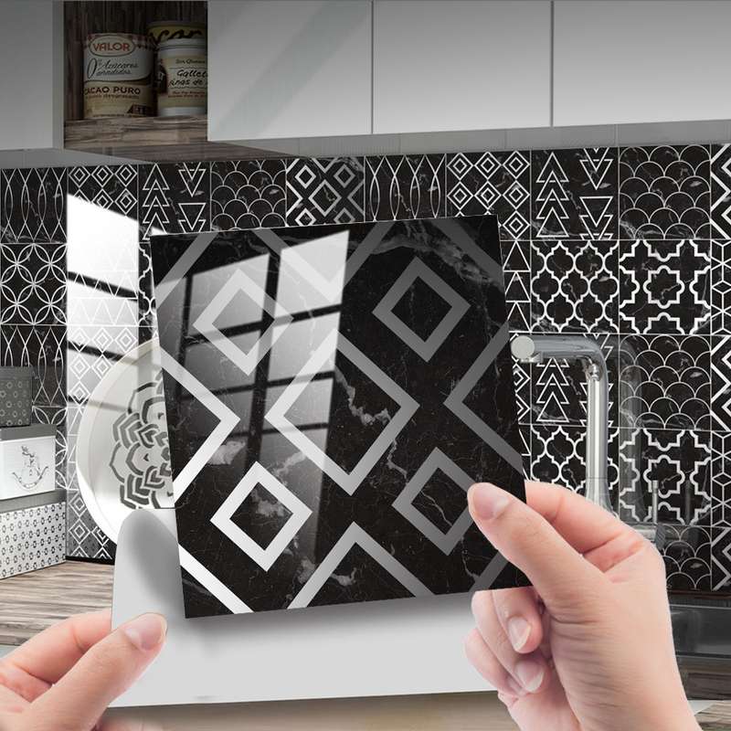 20 PCS 20cm PVC Crystal Covered Film Geometric Pattern Tile Wall Sticker(TS239)