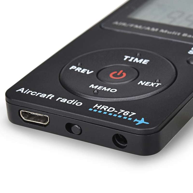 HanRongDa Mini Aviation Band Radio Can Set Automatic Shutdown FM, AM, AIR Radio(Black)