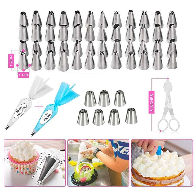 124-in-1 Cake Turntable Piping Nozzle Piping Bag Baking Tool Set