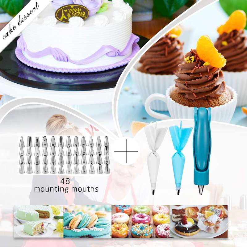 124-in-1 Cake Turntable Piping Nozzle Piping Bag Baking Tool Set