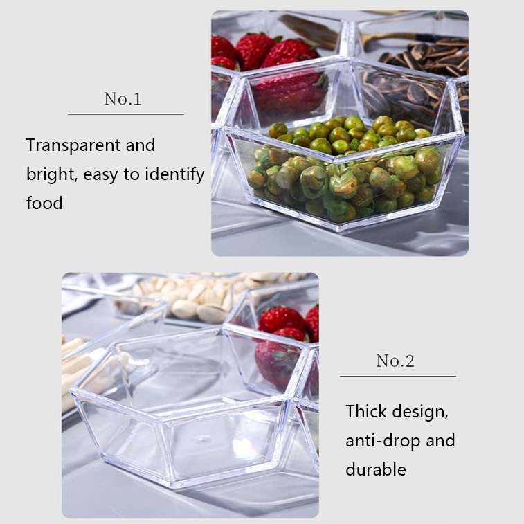 2 PCS Geometric Snack Plate, Style: Quadrilateral (Transparent)