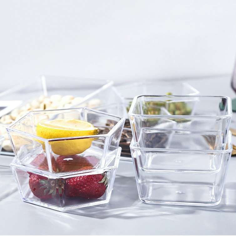 2 PCS Geometric Snack Plate, Style: Quadrilateral (Transparent)
