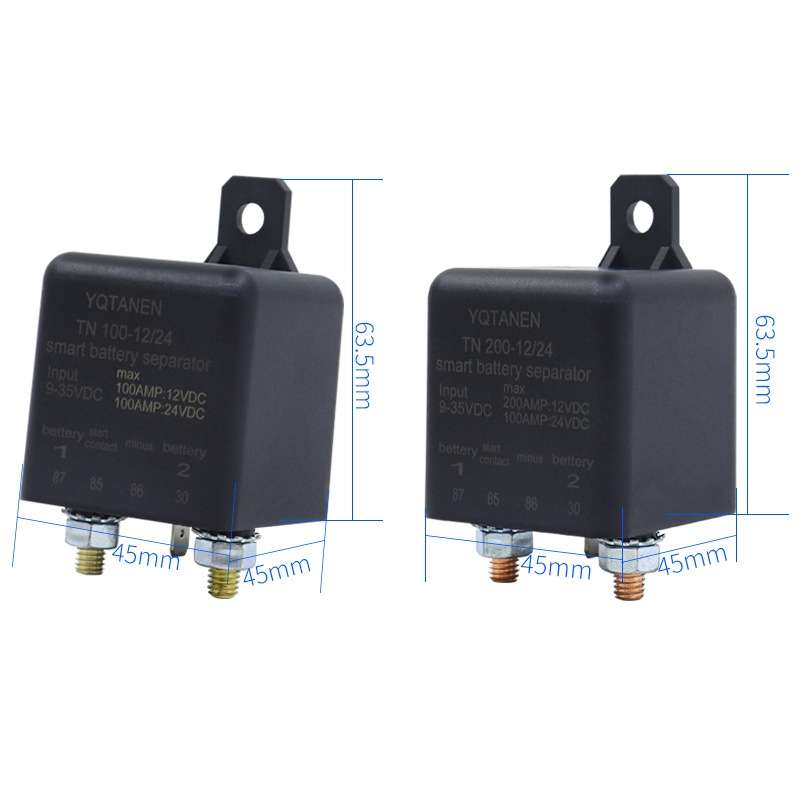 YQTANEN Small Volume Wide Voltage Dual Battery Isolator, Current: 100A