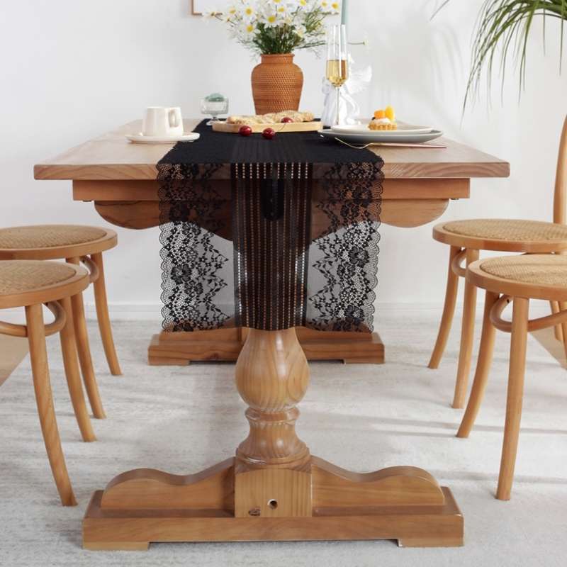 Romantic Lace Table Runner Wedding Decoration, Size: 90cm(Black Lace)