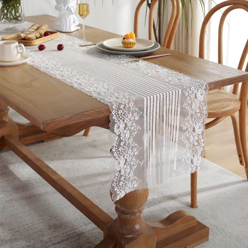 Romantic Lace Table Runner Wedding Decoration, Size: 180cm(Black Lace)