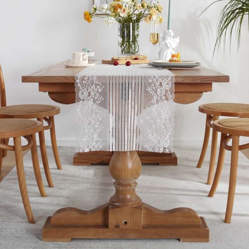 Romantic Lace Table Runner Wedding Decoration, Size: 180cm(Black Lace)