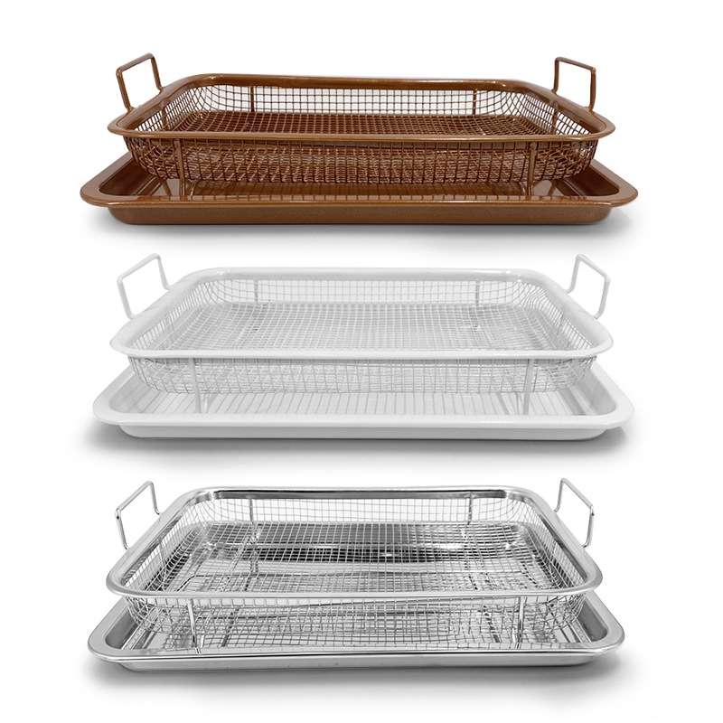 Oven Baking Stainless Steel Baking Pan Drain The Oil Mold, Specification: Square Bronze