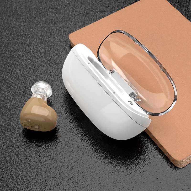 Elderly Sound Amplifier Portable Ear Canal Rechargeable Hearing Aid, Specification: EU Plug(Skin Col