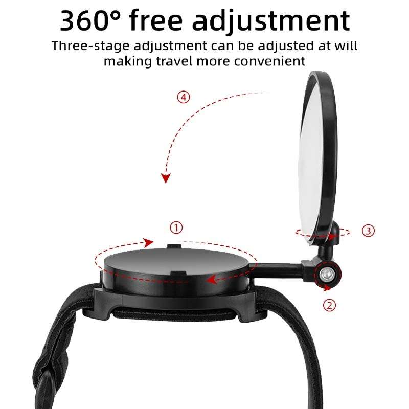 Bicycle Rearview Mirror With Wristband 360 Degree Rotating Mirror