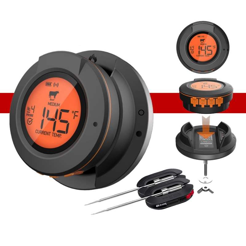 Kitchen Wireless Bluetooth Multifunction Oven Thermometer(Black)