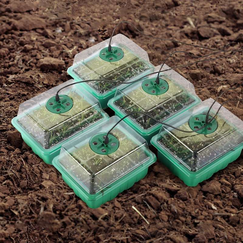 5 Set Plant Seed Starter Trays Kit,Seedling Tray Starter With Grow Light(Black)