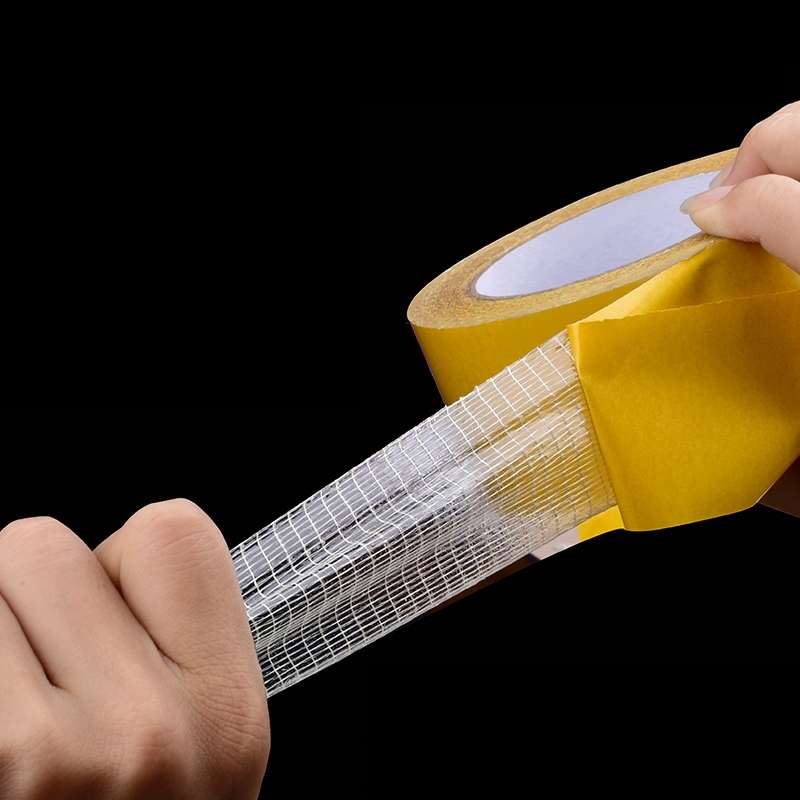 50mmx50 m Double-sided Fiberglass Grid Sticky Adhesive Fiber Transparent Mesh Tape