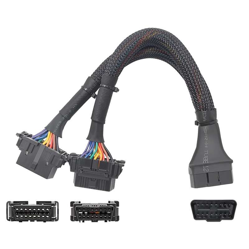 2 In 1 16PIN Car OBD Elbow Extension Cable Converted Cable
