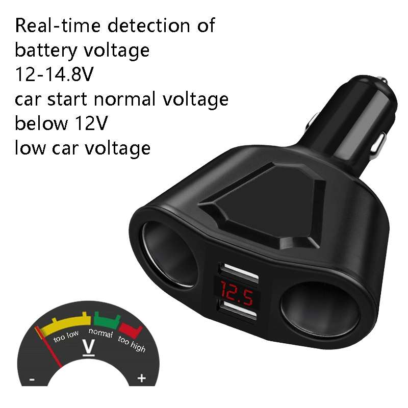 3.1A Dual USB Digital Display Multi-Function Driving Recorder Universal Automotive Charger(White)
