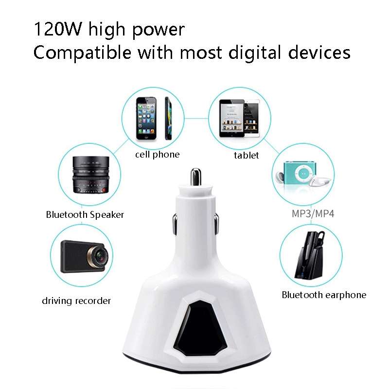 3.1A Dual USB Digital Display Multi-Function Driving Recorder Universal Automotive Charger(White)