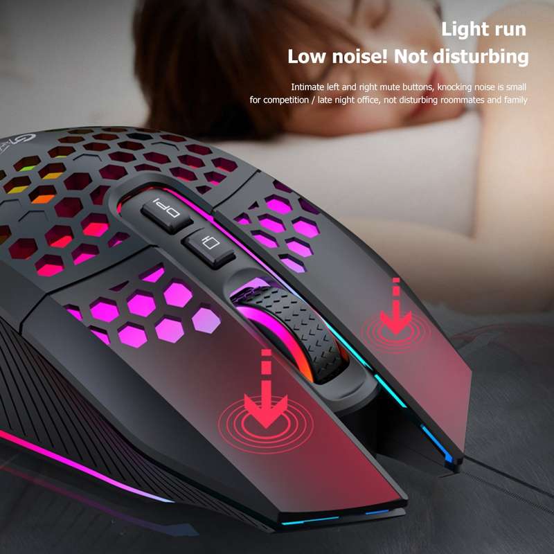 FMOUSE X801 8 Keys 1600DPI Hollow Luminous Gaming Office Mouse,Style: White Wireless Rechargeable