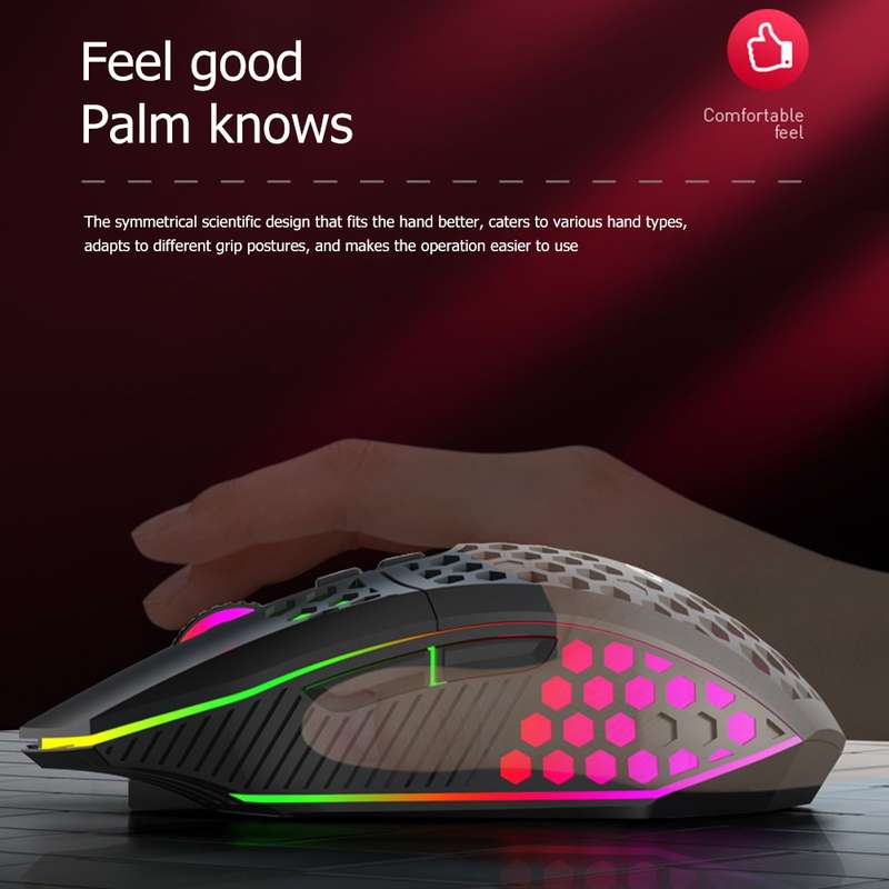 FMOUSE X801 8 Keys 1600DPI Hollow Luminous Gaming Office Mouse,Style: White Wireless Rechargeable