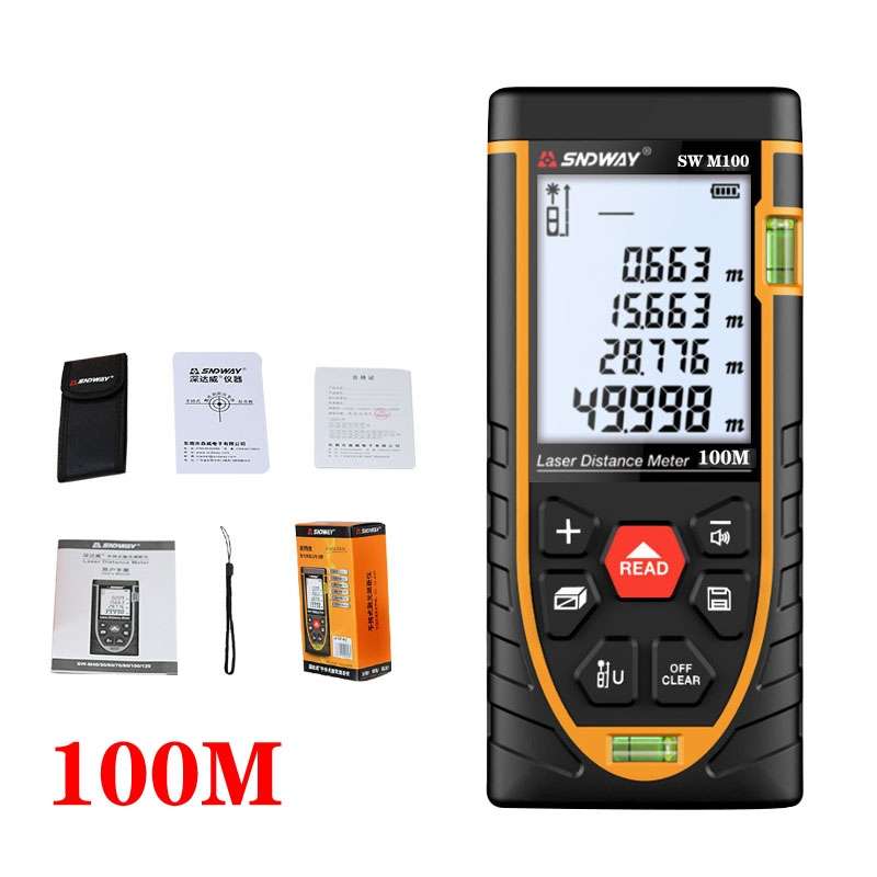 SNDWAY SW-M100 Laser Distance Meter Infrared Measuring Instrument, Distance: 100m