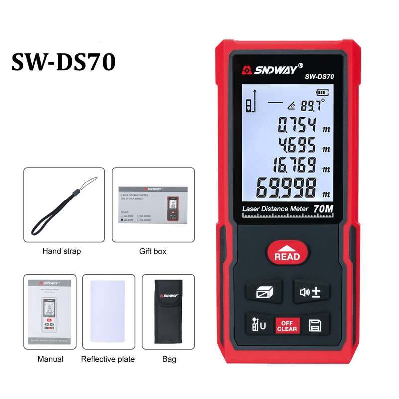SNDWAY SW-DS70 Handheld Laser Rangefinder Infrared Laser Ruler, Distance: 70m