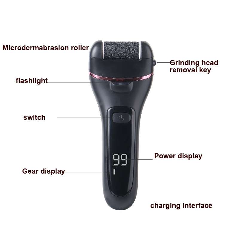 Electric Foot Grinder Digital Display Rechargeable Pedicure Peeling, Color: White