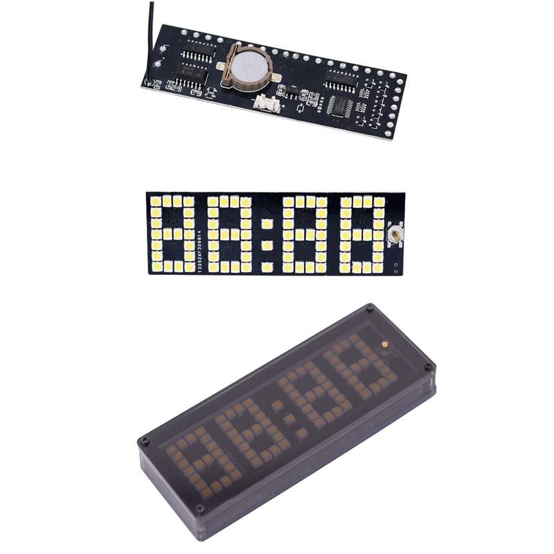 LED Dot Matrix Clock Car Thermometer Battery Voltage Measurement(White)