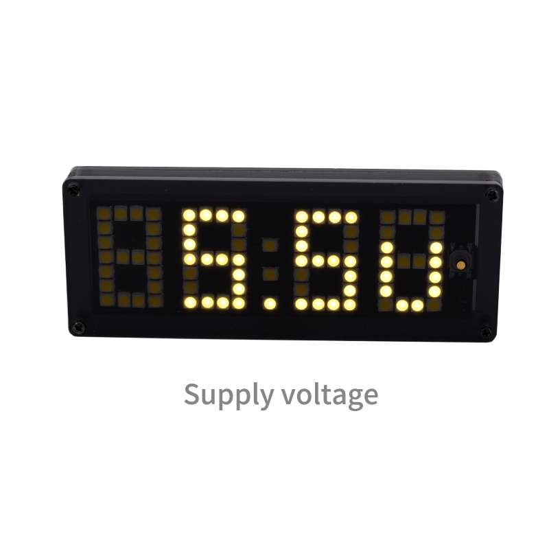 LED Dot Matrix Clock Car Thermometer Battery Voltage Measurement(White)