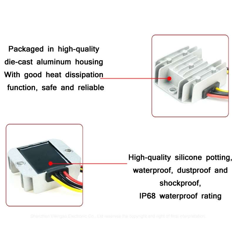 72W 12V To 24V 3A Waterproof Car Voltage Regulator(WG-12S2403)