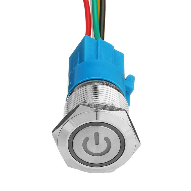 2 PCS 19mm Car Modified Metal Waterproof Button Flat Switch With Light, Color: Self-lock Green Light