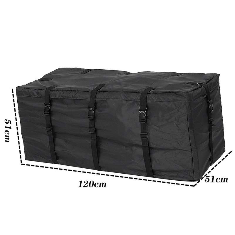 600D Waterproof Cloth Double Zipper 8 Buckle Roof Bag Luggage Bag,Style: Roof Bag+Non-slip Mat